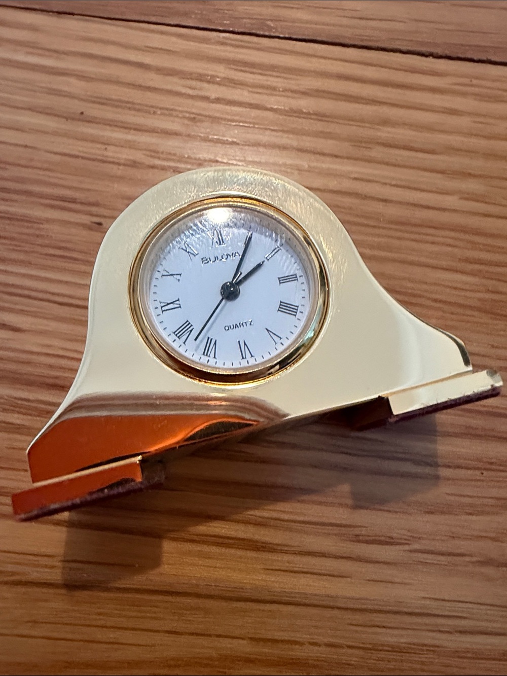 Vintage Bulova B0501 Musette Miniature Brass Quartz Mantel Clock La Petite